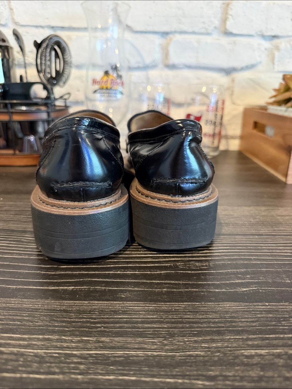Sam Edelman Black Leather Bit Loafers with Brown Platform - Picture 4 of 8